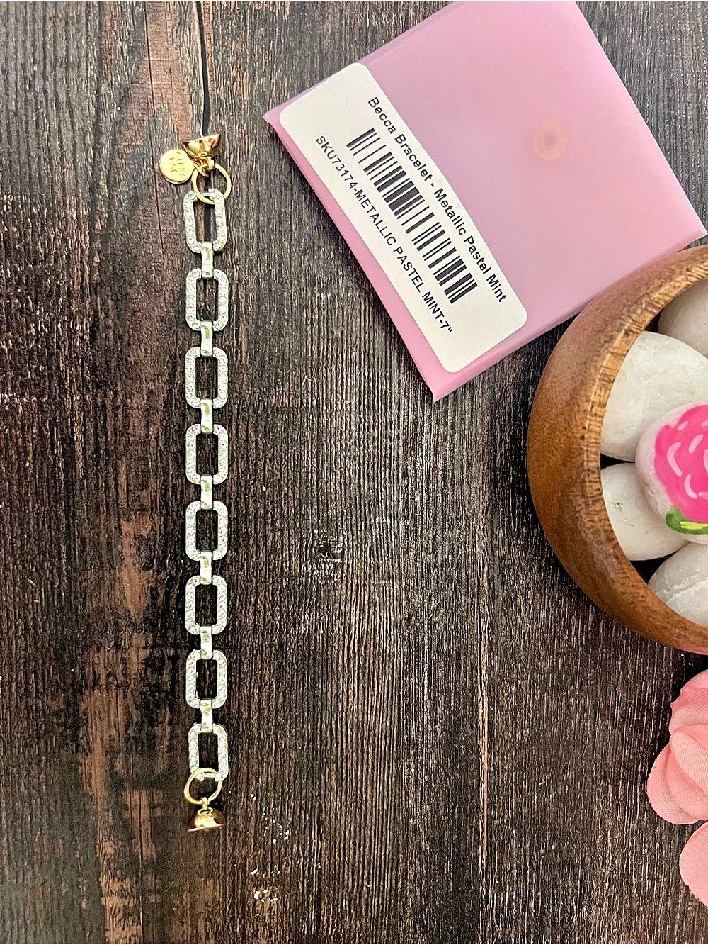 By Alexa Rae Becca Bracelet - Metallic Pastel Mint